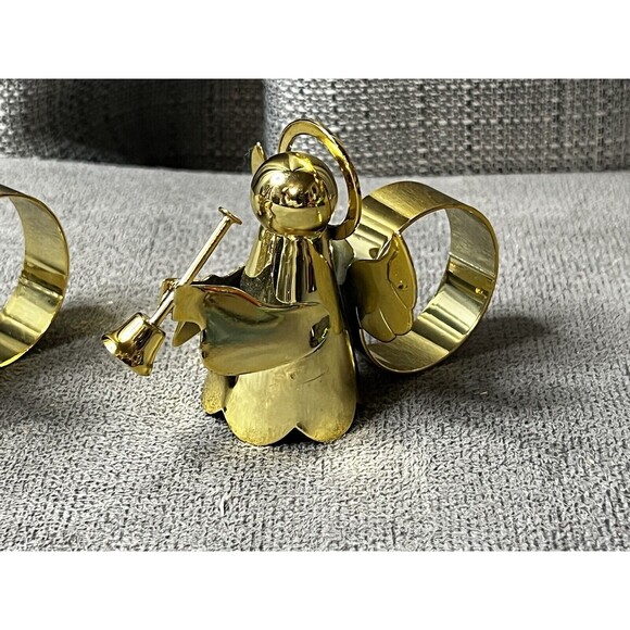 Brass Angel Napkin Ring Holders Christmas Decorations Mervyns Lot of 4 - Picture 6 of 8